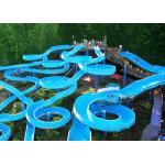 Bright Blue Fiberglass Open Spiral Slide Adult Swimming Pool Equipment for sale