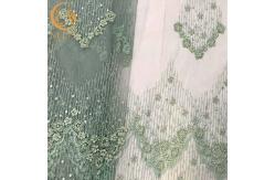 China Handmade Green Mesh Exquisite Beads Lace Fabric For Dress Making supplier
