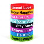 Silicone Bracelets Custom Match Slogan Watchword Printed Wrist Bands for Festival Promotion Souvenirs for sale