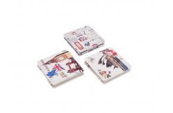 China Square Mini Cosmetic Pocket Mirror PU Leather ABS Digital Printing Pattern supplier
