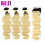 1b 613 Blonde Weave Hair Extensions , Blonde Weave Human Hair With 4*4 Lace Closure for sale
