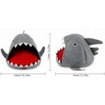 Mechanical Wash Felted Wool Cat House Shark Pattern With Detachable Mat