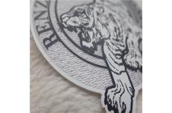 China OEKO Custom Clothing Patches Irregular Shape Tiger Logo Silicon Heat Transfer Tatami Flocking supplier