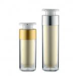 Small Lotion Airless Pump Bottles Twist Press 15ml Round Matt Gold for sale