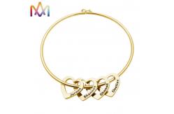 China 10.5g Heart Charm Womens Engraved Bracelets Bangles supplier