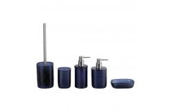 China Round Shape Blue Glass Bathroom Accessories Set with Crazy Circle Soap Dispenser supplier