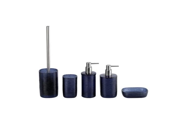 Round Shape Blue Glass Bathroom Accessories Set with Crazy Circle Soap Dispenser