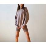 Dropped Shoulder Blank Oversized Sweatshirts Embossed Casual Womens Pullover Sweatshirt for sale