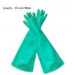 Long Cuff Green Nitrile Chemical Resistant Gloves 80cm Dry Glove Box Cleaning for sale