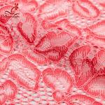 Comfortable Pink Embroidered Lace Fabric Dimensional High Stability