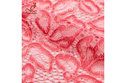 China Comfortable Pink Embroidered Lace Fabric Dimensional High Stability supplier