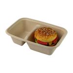 2 Compartment Biodegradable Vented Clamshell , Compostable Lunch Containers Bagasse for sale