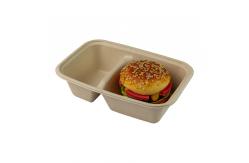 China 2 Compartment Biodegradable Vented Clamshell , Compostable Lunch Containers Bagasse supplier