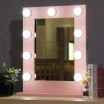 Framed Makeup Mirror With Lights Smart Dimming Pink Led Makeup Mirror for sale