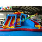 Popular Outdoor Inflatable Water Slides  , Inflatable Jumping Slide With Pool From Funworld for sale