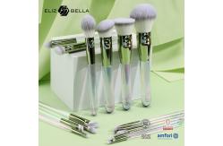 China 12pcs Clear Plastic Handle Brushes Custom Cosmetic Brushes With Laser Design supplier