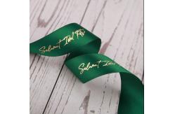 China Customizable Satin Ribbon Rose Gold Foil Printed Ribbon for Gift Wrapping supplier
