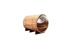 China Electric Canadian Hemlock Wood Barrel Sauna Panoramic Round Cedar Sauna supplier