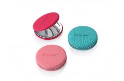 China PU Cosmetic Pocket Mirror Foldable 72mm Thickness Weave Pattern supplier