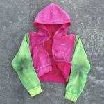 China Men's Custom Acid Wash Hoodie with Faded Distressed Design and Rhinestone Details factory