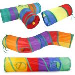 Cat Toy Tunnel 2 Way Collapsible Interactive Peek Hole with Ball Crinkle Cat Tunnel Tube Best for Cat for sale