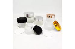 China Cream Clear Frosted Glass Cosmetic Containers Jar 30g To 100g With Silver Lid supplier