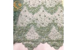 China Handmade Green Mesh Exquisite Beads Lace Fabric For Dress Making supplier