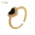 18k Gold Plated Dripping Oil Rings Adjustable Enamel Heart For Women