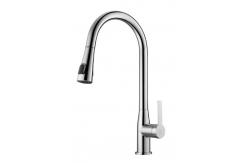 China Kitchen Single Lever Sink Mixer Tap With Pull Out Dual Rinsing Spray supplier