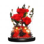 Deluxe 3 Rose Glass Shaded Eternal Rose Box For Your Loved One On Valentines Day for sale