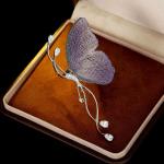 Customizable Butterfly Brooch Lavender Gradient Wings Silver Vine Elegance a Beautiful Addition to Your Vintage Collection for sale