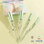 Plastic Handle Travel Makeup Brush Set 4PCS Synthetic Hair With Eyebrow Scissors