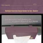 China Sun visor tissue holder PU leather tissue holder for napkin  storage bag with tissue paper rain coat trash bag for sale