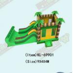 Rainbow Horse Two Parallel Channels Inflatable Slides With Candy Shaped Pillars