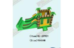 China Rainbow Horse Two Parallel Channels Inflatable Slides With Candy Shaped Pillars supplier