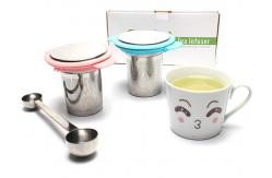 China Double Handle Reusable Stainless Steel Teapot Infuser Basket With  Lid supplier