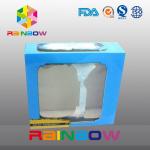 Blue Customized Printing And Size Waxed Cardboard Paper Box With Clear PVC Window for sale