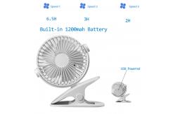 China PCB Mini Portable Battery Fan 1200mAh Rechargeable Clip Stroller Fan supplier