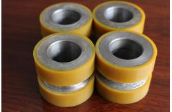 China Yellow High Density Polyurethane Wheels Heavy Duty Coating Rollers Wheels Replacement supplier