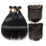 8''Indian Straight Bundles With Closure Virgin Hair Extensions Real Human Hair for sale
