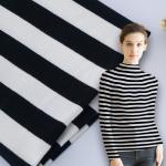 Striped Cotton Interlock Knit Fabric Combed Breathable Stretch Texture for sale