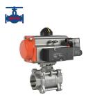 Stainless Steel 304 316 CF8 CF8M Pneumatic Actuator Driven Quick Close Valve 3PC Screw Type Ball Valve for sale