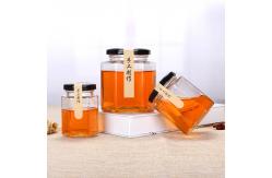 China Handmade Stackable Glass Jam Jar Hexagonal Shape Small For Food Storage supplier