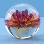 Artificial Transparent Paperweight , Clear Epoxy Resin Ball With Real Dry Flower Inside