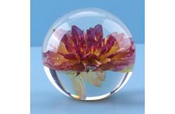 China Artificial Transparent Paperweight , Clear Epoxy Resin Ball With Real Dry Flower Inside supplier