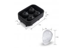 China Eco Friendly 4 Grid 3D Skull Silicone Ice Cube Trays supplier