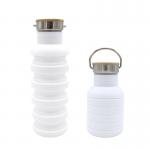 550ml Portable Silicone Water Bottle Collapsible With Wooden Lid for sale