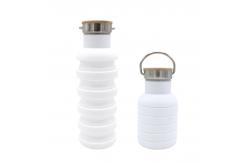 China 550ml Portable Silicone Water Bottle Collapsible With Wooden Lid supplier
