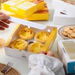 Egg Tart Packaging Cake Boxes With CMYK / Pontone Offsent Printing And Biodegradable Material for sale
