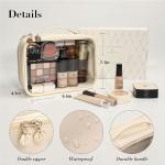 Large Leather Double Layer Clear Cosmetic Bag Shockproof With Zipper